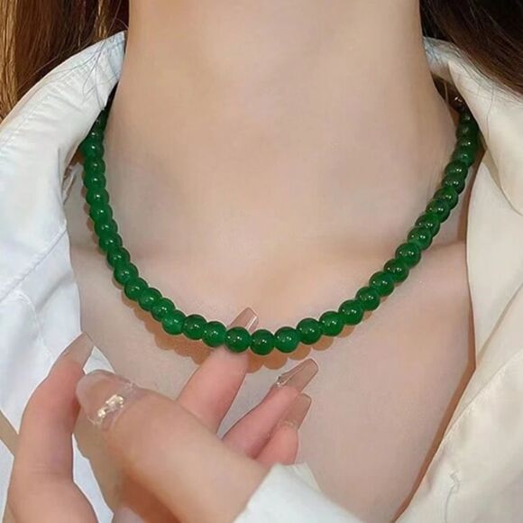 3for$20 1pc Exaggerated Beaded Necklace, Fashionable Geometric Ball Chain - Picture 3 of 3